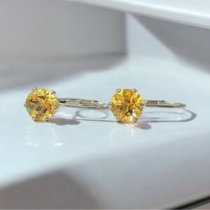 Citrine Sterling Silver Lever Back Earrings